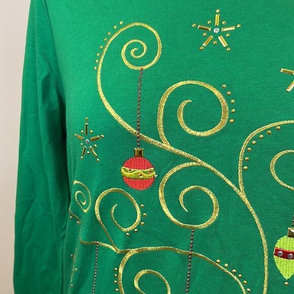 NWT Kim Rogers Embellished Reindeer Long Sleeve Top - Size Small - Picture 5 of 12